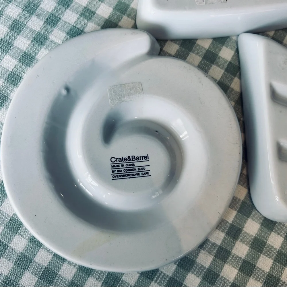 Crate&Barrel White Ceramic Appetizer Dishes - Set of 3